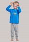 Schlafanzug lang Organic Cotton Bündchen Affen Rennwagen blau/grau-meliert - Boys World