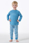 Pyjama long coton bio poignet ours rayures bleu clair - Natural Love