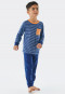 Pajamas long organic cotton cuffs breast pocket stripes blue - Natural Love