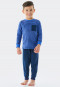 Pyjama long coton bio bords-côtes poche poitrine rayures bleu foncé - Boys World