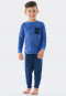 Pigiama lungo in cotone biologico con polsini e taschino sul petto, a righe, blu scuro - Boys World
