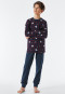 Pyjama long coton bio poignets ours polaire carreaux bordeaux - Feeling@Home
