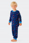 Pyjama long, poignets en coton bio, véhicules bleu foncé - Boys World