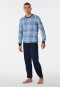 Pyjama long coton bio bords-côtes carreaux bleu air - Comfort Fit