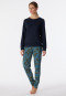 Pajamas long organic cotton cuffs midnight blue - Contemporary Nightwear