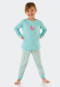 Pyjama long coton bio bords-côtes cheval rayures turquoise - Nightwear