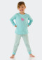 Pyjama lang biologisch katoen boorden paard gestreept turquoise - Nightwear