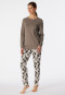 Pyjama long taupe en coton bio avec poignets - Contemporary Nightwear