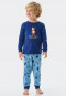 Pajamas long organic cotton cuffs teddy lettering blue - Natural Love