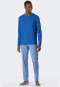Pyjama long coton bio patte de boutonnage motif chevrons aqua - Fashion Nightwear