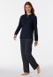 Pigiama lungo in cotone biologico con abbottonatura in tonalità blu notte - Contemporary Nightwear