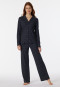 Schlafanzug lang Organic Cotton Knopfleiste Reverskragen Grafikprint nachtblau - Contemporary Nightwear