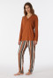 Pigiama lungo in cotone biologico con abbottonatura, color whisky - Comfort Nightwear