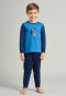 Long pajamas organic cotton striped cuffs pirate ship blue - Capt'n Sharky