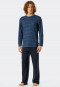 Pyjama long coton bio encolure ronde rayures bleu/bleu foncé - Fashion Nightwear