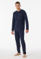 Pigiama lungo a righe realizzato in cotone biologico, blu notte - 95/5 Nightwear