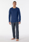 Pyjama lang biologisch katoen gestreept marineblauw - selected! premium