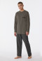 Pyjama long coton bio rayures taupe - Comfort Nightwear