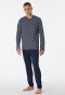 Pigiama lungo in cotone biologico con scollo a V e motivo a righe, blu notte - 95/5 Nightwear
