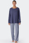 Pajamas long organic cotton wide A-shape blue - Flared Fit
