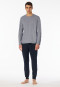 Schlafanzug lang Ringel Bündchen nachtblau - Casual Essentials