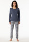 Pigiama lungo a righe blu denim - Casual Essentials