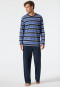 Pyjama long encolure ronde rayé bleu jean/bleu foncé - Comfort Fit