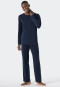 Pyjama long encolure ronde motif tencel mille-raies bleu foncé - selected! premium