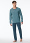 Schlafanzug lang Streifen jeansblau - Long Life Soft