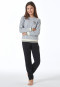 Schlafanzug lang Sweatware Bündchen grau-meliert - Nightwear