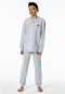 Schlafanzug lang Sweatwear Bündchen grau-meliert - Nightwear