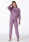 Schlafanzug lang Sweatwear Bündchen mauve - Nightwear