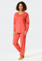Lange pyjama Tencel A-lijn stippen koraal  Minimal Comfort Fit