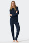 Pajamas long Tencel high collar dark blue - selected! premium