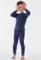 Pyjama long Tencel Coton Bio poignets étoiles bleu foncé - Natural Love