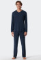 Schlafanzug lang Tencel V-Ausschnitt Streifen dunkelblau - Selected! Premium