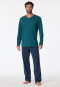 Pyjama lang V-hals borstzak denimblauw gedessineerd - Comfort Essentials