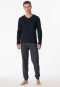 Pyjama lang V-hals manchetten driehoeken nachtblauw - Casual Essentials