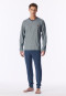 Lange pyjama met v-hals en manchetten, streepjes, diepblauw - 95/5