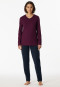 Pyjama lang V-hals gestipt pruim - Comfort Essentials