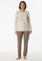 Pyjama long encolure en V motif pois taupe - Comfort Essentials
