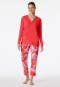 Pyjama lange V-hals rood - Modern Nightwear