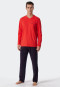 Pajamas long V-neck stripes red - ComfortFit