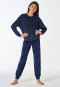 Pigiama lungo in velluto Mille Fleur blu scuro - Teens Nightwear