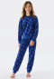 Pigiama lungo in velour con polsini e motivo di stelle, blu - Teens Nightwear