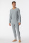 Pyjama long velours bords-côtes rayures gris chiné - Warming Nightwear
