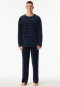 Pyjamas long velour stripes midnight blue - Casual Nightwear