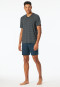 Korte pyjama van modalvezel met v-hals, blauw met strepen - Long Life Soft