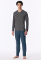 Lange pyjama van modalvezel met v-hals, blauw met strepen - Long Life Soft
