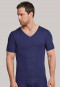 Interlock seamless short-sleeved shirt with v-neck blue - Laser Cut